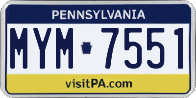 PA license plate MYM7551