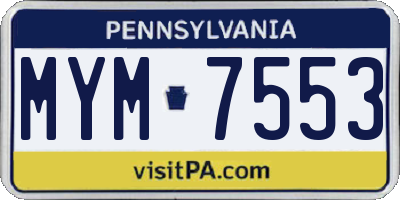 PA license plate MYM7553