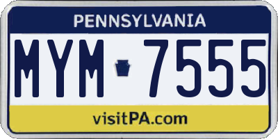 PA license plate MYM7555