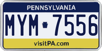 PA license plate MYM7556