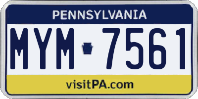 PA license plate MYM7561