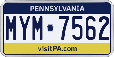PA license plate MYM7562