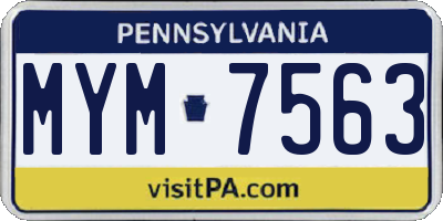 PA license plate MYM7563