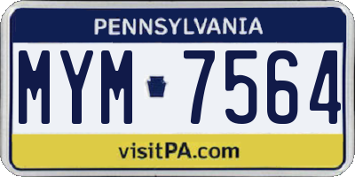 PA license plate MYM7564