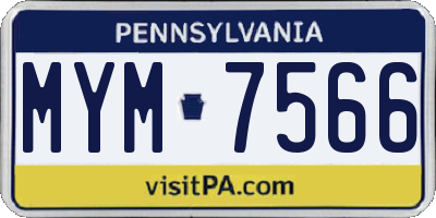 PA license plate MYM7566