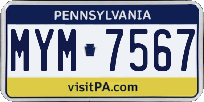 PA license plate MYM7567