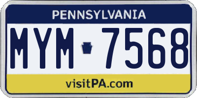 PA license plate MYM7568