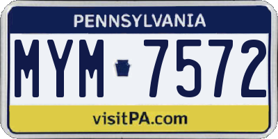PA license plate MYM7572