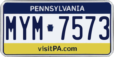 PA license plate MYM7573
