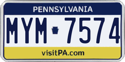 PA license plate MYM7574