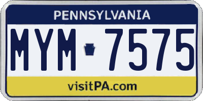 PA license plate MYM7575
