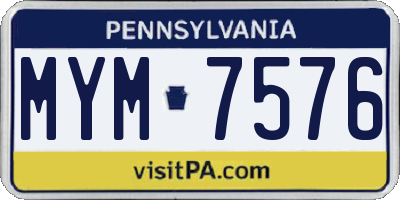 PA license plate MYM7576