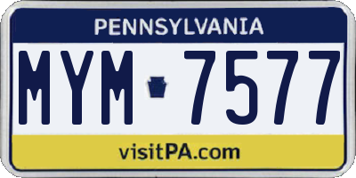 PA license plate MYM7577