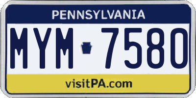 PA license plate MYM7580