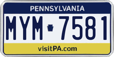 PA license plate MYM7581