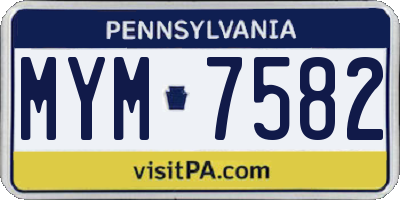 PA license plate MYM7582