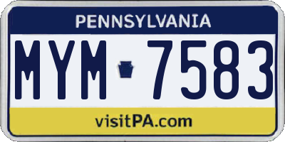 PA license plate MYM7583