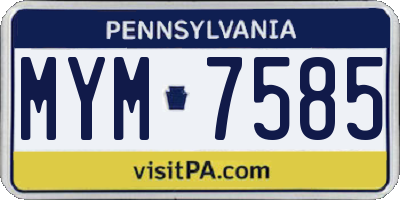 PA license plate MYM7585
