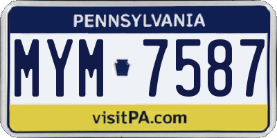 PA license plate MYM7587