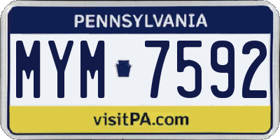 PA license plate MYM7592