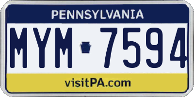 PA license plate MYM7594