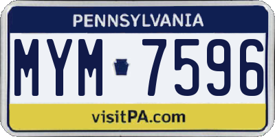 PA license plate MYM7596