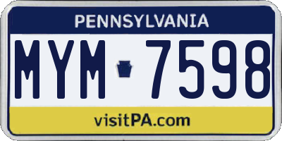 PA license plate MYM7598
