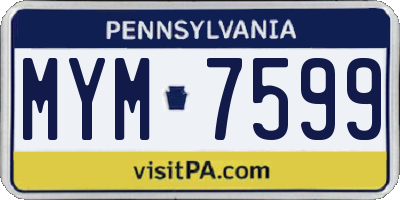 PA license plate MYM7599