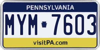 PA license plate MYM7603