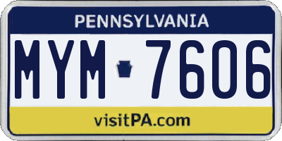 PA license plate MYM7606
