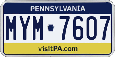 PA license plate MYM7607