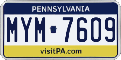 PA license plate MYM7609