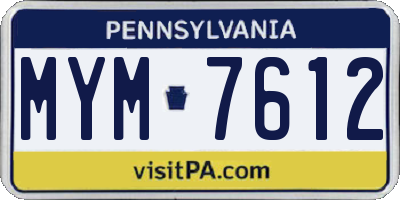 PA license plate MYM7612