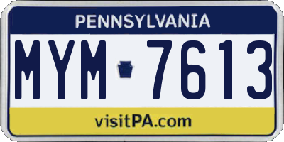PA license plate MYM7613