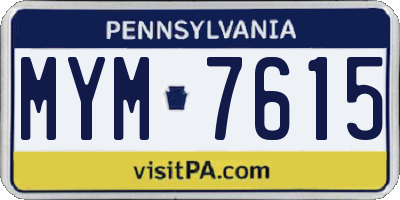 PA license plate MYM7615