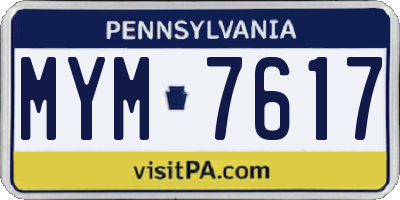 PA license plate MYM7617
