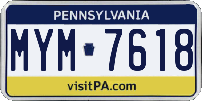 PA license plate MYM7618