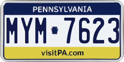 PA license plate MYM7623