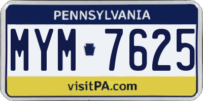 PA license plate MYM7625