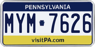PA license plate MYM7626