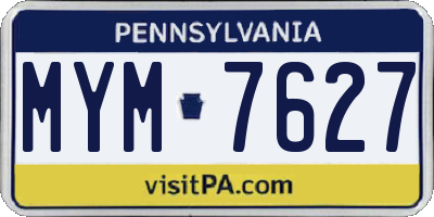 PA license plate MYM7627
