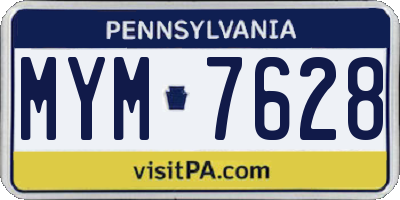 PA license plate MYM7628