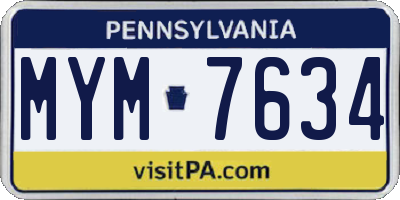 PA license plate MYM7634
