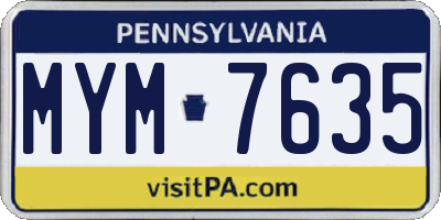 PA license plate MYM7635