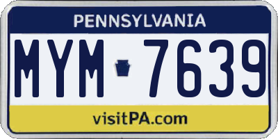 PA license plate MYM7639