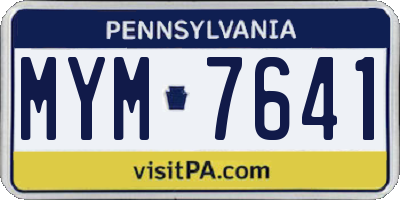 PA license plate MYM7641