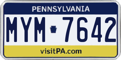 PA license plate MYM7642