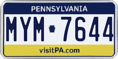 PA license plate MYM7644