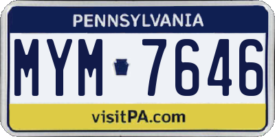 PA license plate MYM7646