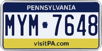 PA license plate MYM7648